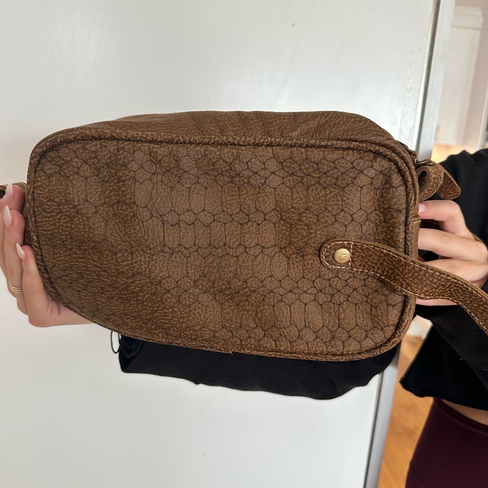 Brown Textured Men's Bag